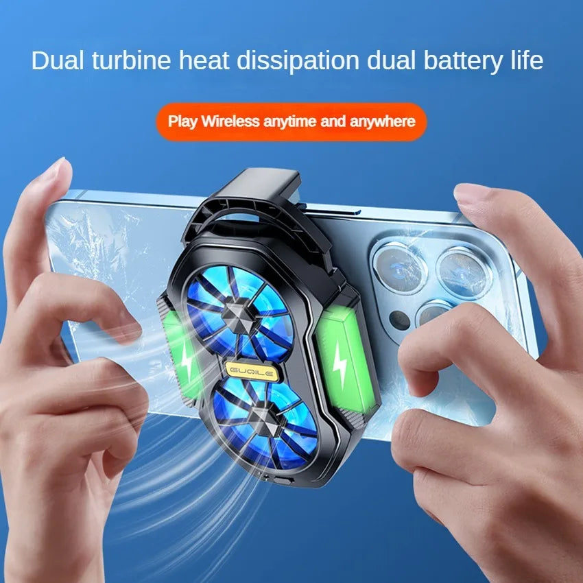 New rechargeable mobile radiator Big Wind dual fan Mobile Game Cooling Mobile fan Mini back clip radiator Quake