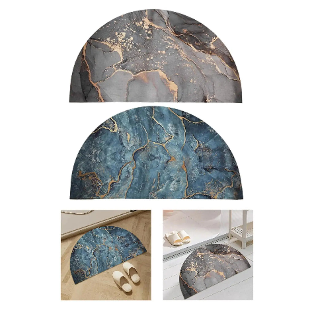 Half Round Bath Mat Dry Fast Shower Mat Area Rug Floor Mat Water Absorbent Washable Bathroom Rug for Bathroom Floor Tub Shower Quake