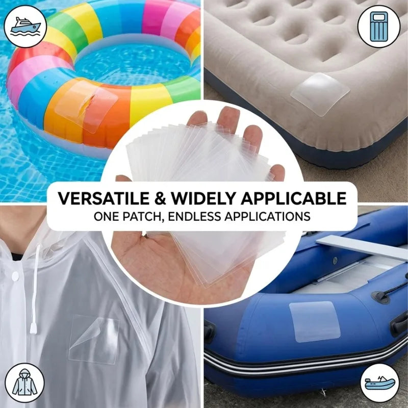 200/10PCS Swimming Ring PVC Repair Patch Waterproof Strong Adhesive Repair Kit Inflatable Boat Repair Patch Swimming Pool Tape Quake