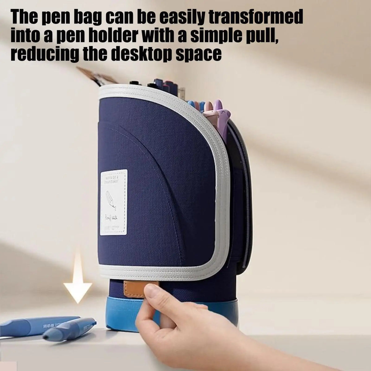Large Capacity Pencil Case Desk Pencil Holder Pen Case 2 in 1 Retractable Container Large Storage Organizer Desk Accessories Quake