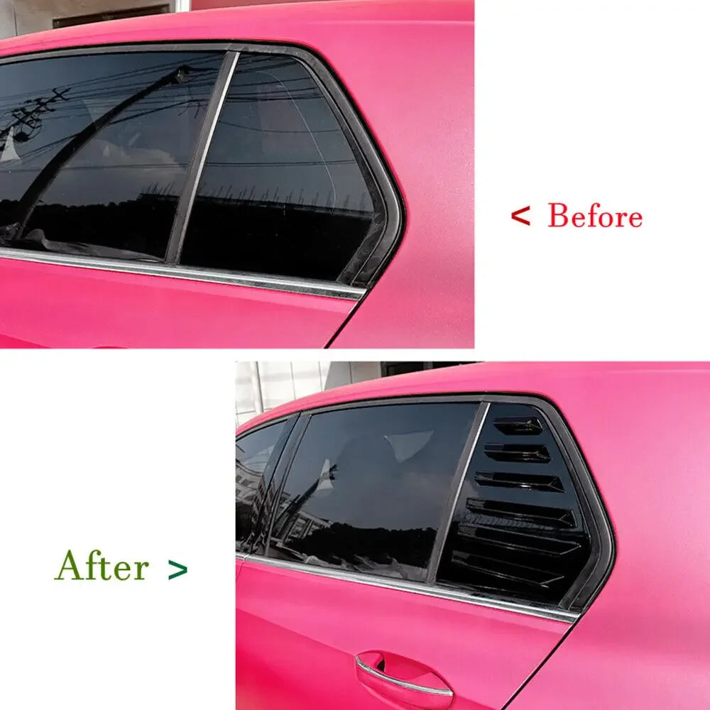 For VW Golf MK8 2020 2021 2022 2023 Car Rear Louver Window Side Shutter Cover Trim Sticker Vent Scoop ABS Carbon Fiber Black Quake