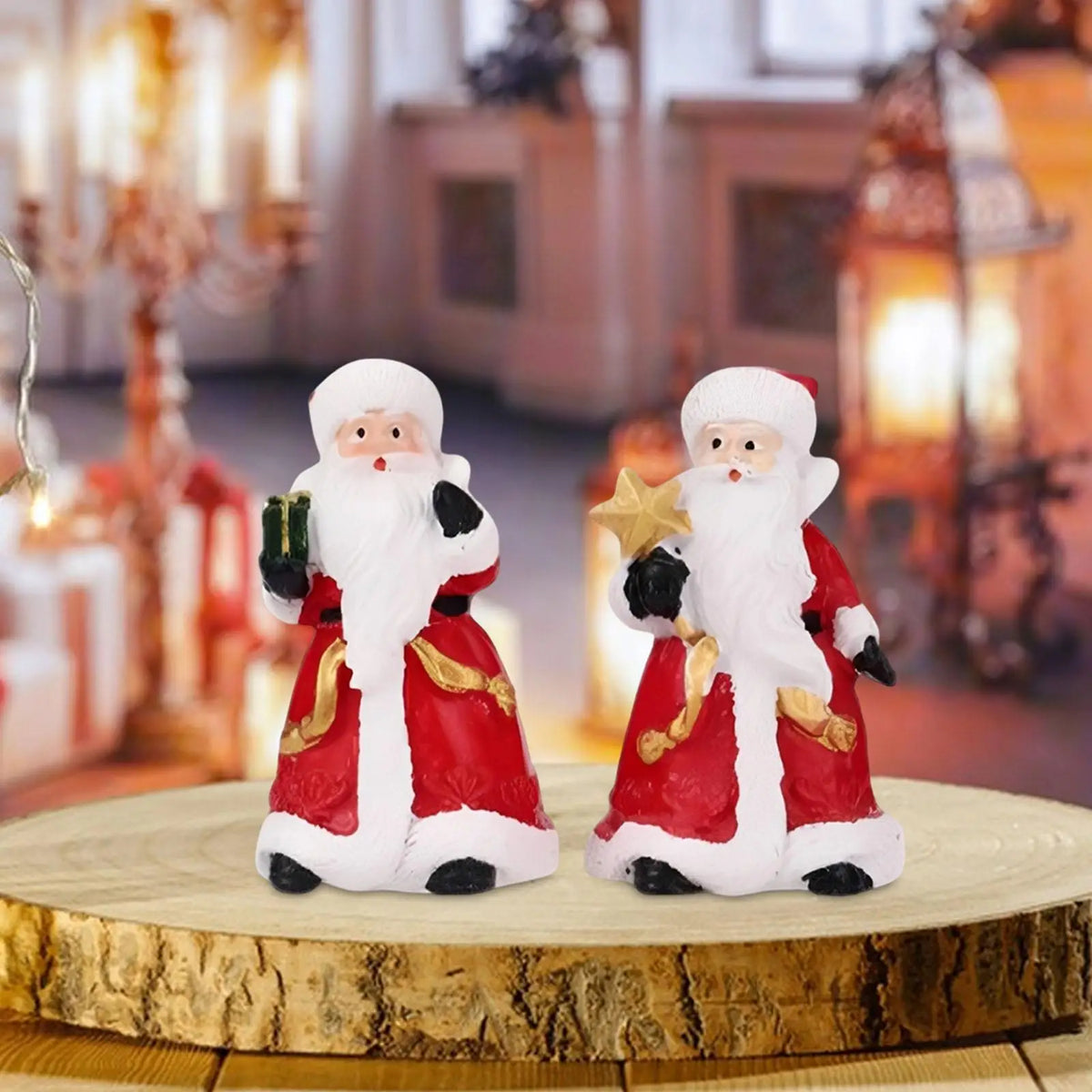 2 Pieces Santa Claus Figurines Tabletop Ornaments Christmas Decor Art Crafts Sculptures for Office Bookshelf Shelf Cabinet Quake Default Title