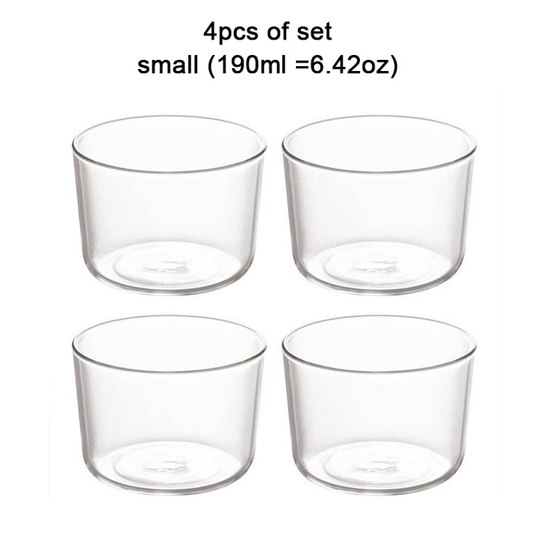 YWDL 190/335ml Clear Glass Dessert Bowl Set Heat Resistant Jelly Pudding Cup Mousse Ice Cream Mould Dipping Dish Condiment Bowl Quake 4pc 190ml 190-335ml