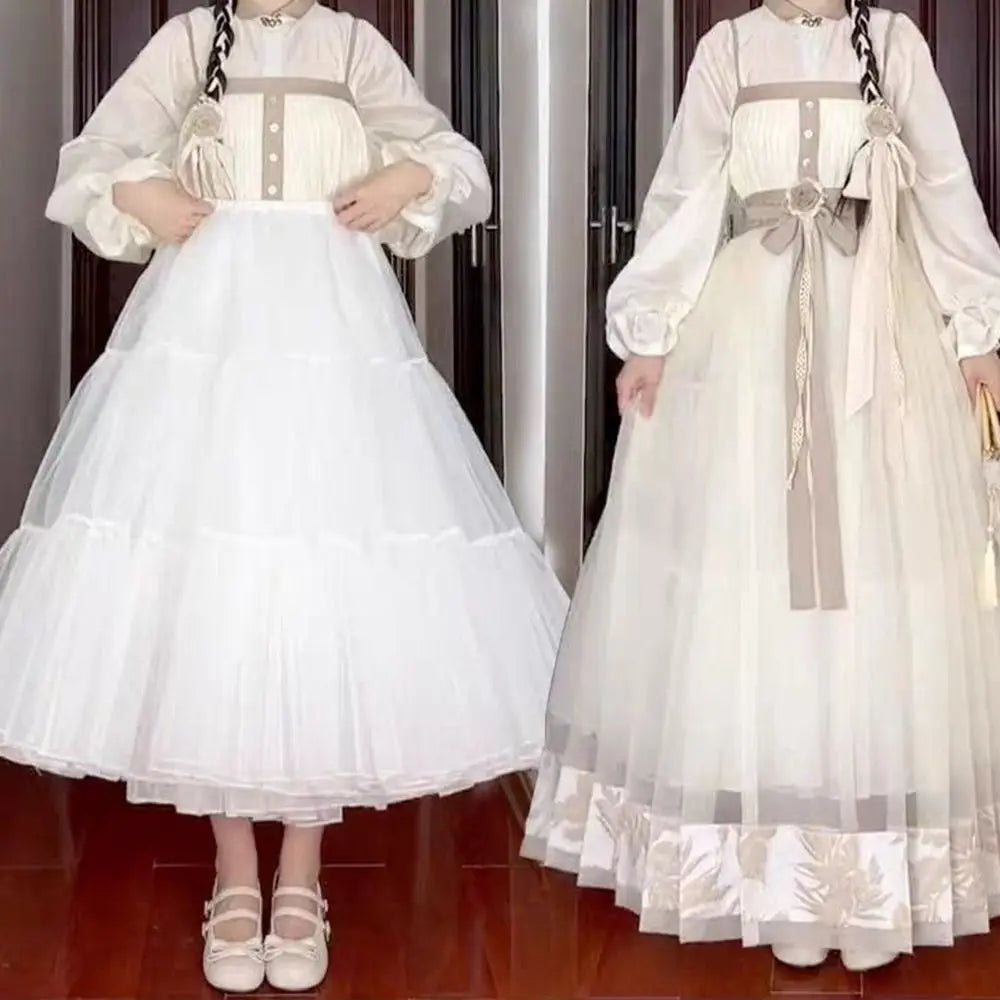 Fashion Lolita Petticoat White Cosplay Ball Gown Petticoats Breathable Without Hoop Crinoline Skirt Party Dress Quake