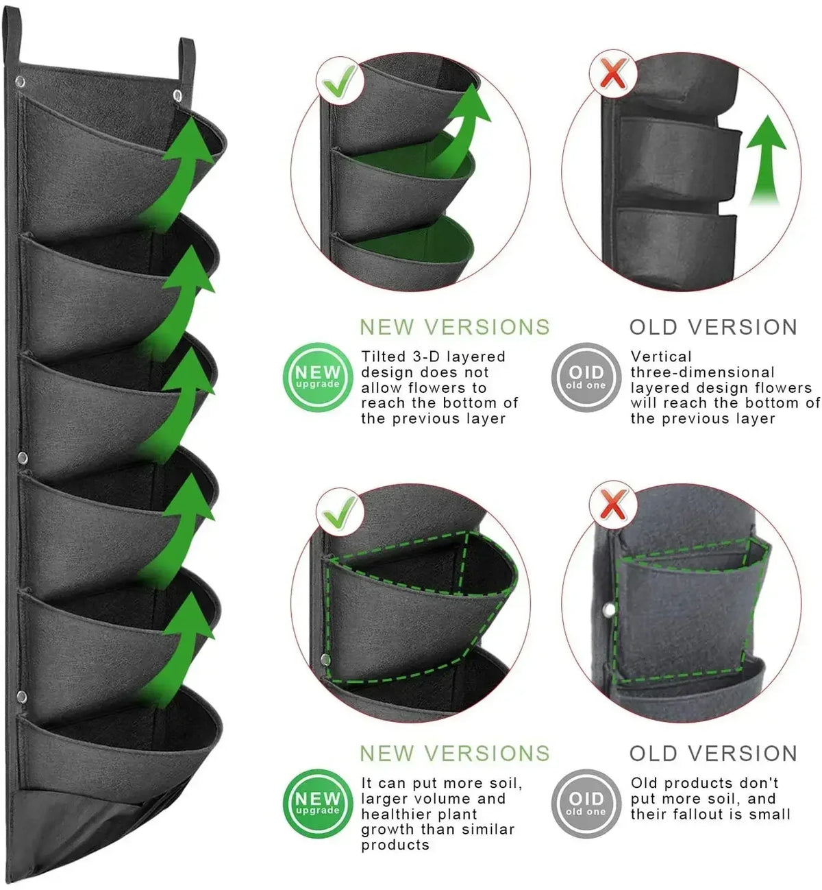 Vertical Felt Bag Planting Bag Greening Plant Wall Cultivation Bag Seedling Bag Plant Wall Hanging Bag Quake