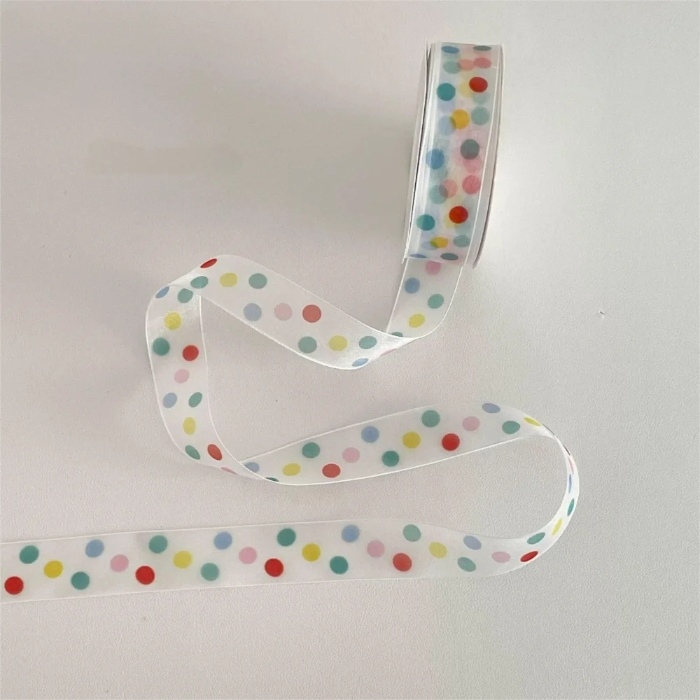 Colorful Gift Wrapping Ribbon Polka Dots Polyester Gift Box Decorative Ribbon Bowknot Clear Packaging Box Ribbon Valentine's Day Quake