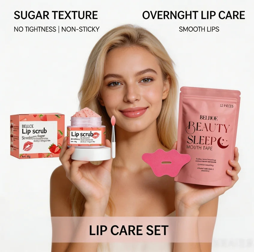 Strawberry Lip Scrub + Night Lip Repair Patch Set, Grad Season Gift for Women, Exfoliating & Overnight Hydration Quake