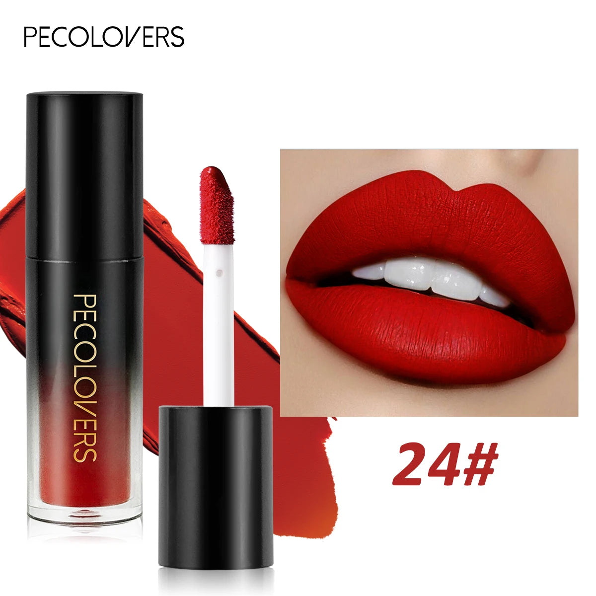 Multiple Colors Matte Velvet Lip Gloss, Waterproof Long-lasting Non-stick Cup,smooth Lipstick To Apply High Color Rendering Quake 24