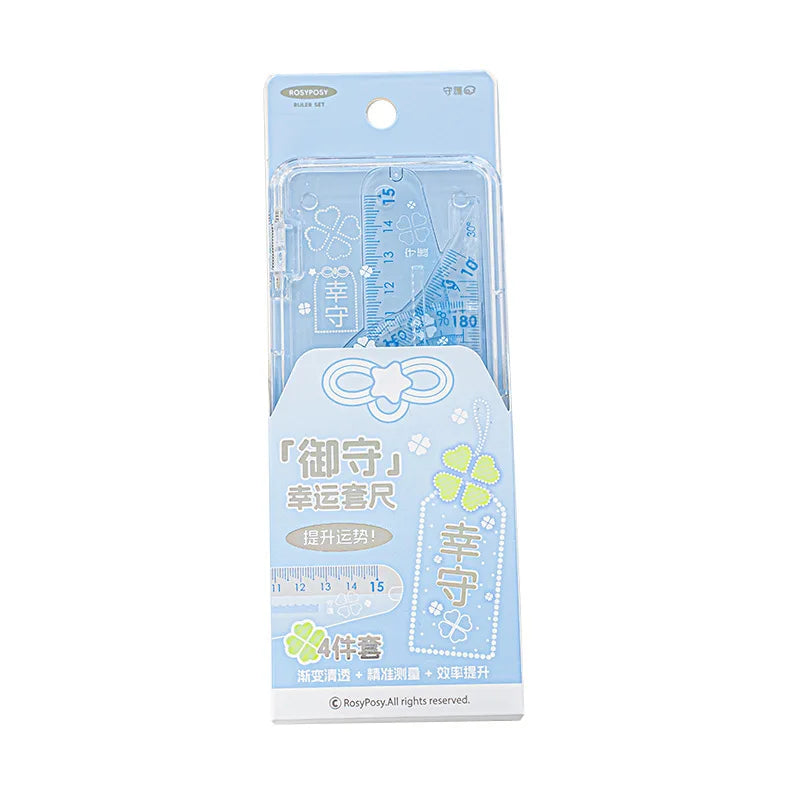 Ins Style Transparent Triangle Ruler Set Student Stationery Math Drawing Tools for School Ruler Set Tool Quake