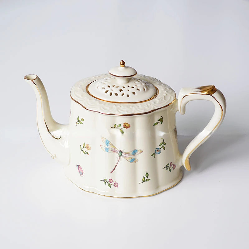 British European French Ceramic Coffee Cup And Dish Afternoon Teapot Dessert Teapot Coffee Mug Teacup Pot Kitchen Drinkware Quake Vintage Teapot 850ml