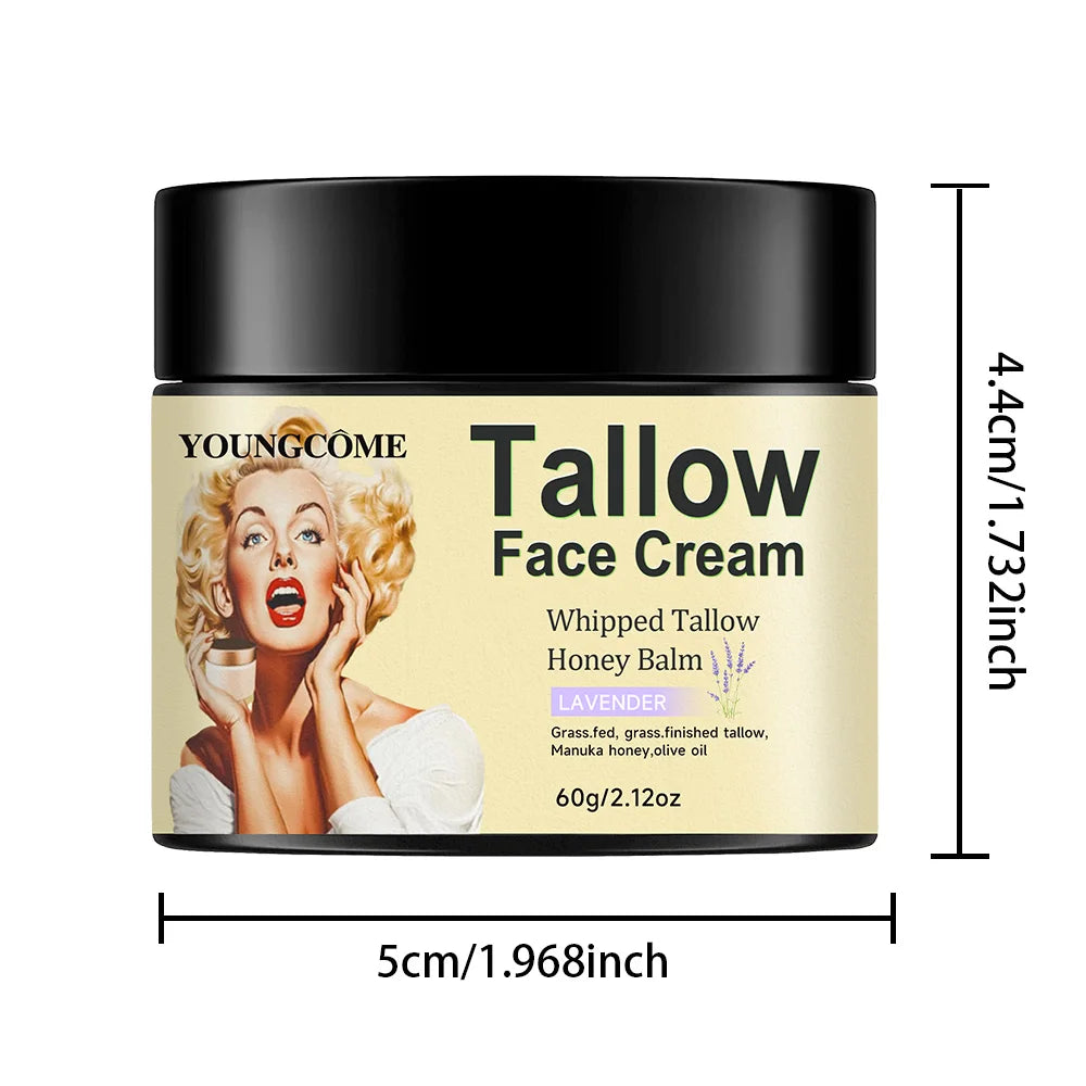 2PCS-30G 100% Grass Fed Grass Finished Whipped Vanilla Beef Tallow Moisturizer,Anti Aging Fine Lines Moisturizing Brightening Quake 30g-2PCS