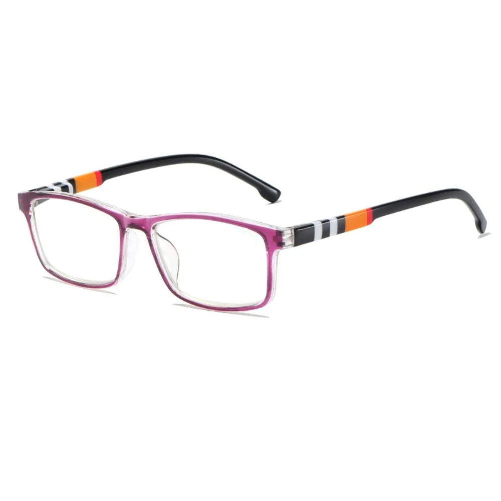 New Anti-Blue Light Reading Glasses for Women Men Fashion Striped PC Frame Readers Eyewear Eye Protection Presbyopia Eyeglasses Quake purple +250