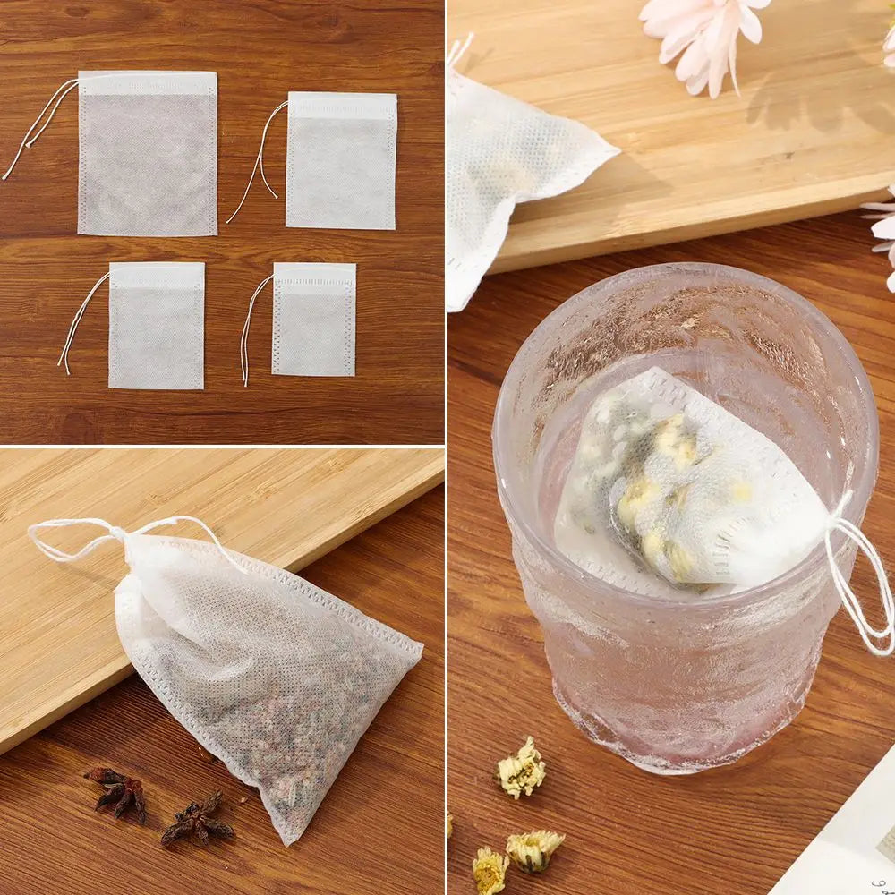 100 Pack Disposable Tea Bags Filter Bag Tea Bag Filter Paper Non-Woven Coffee Medicine Powder Filter Bag Quake