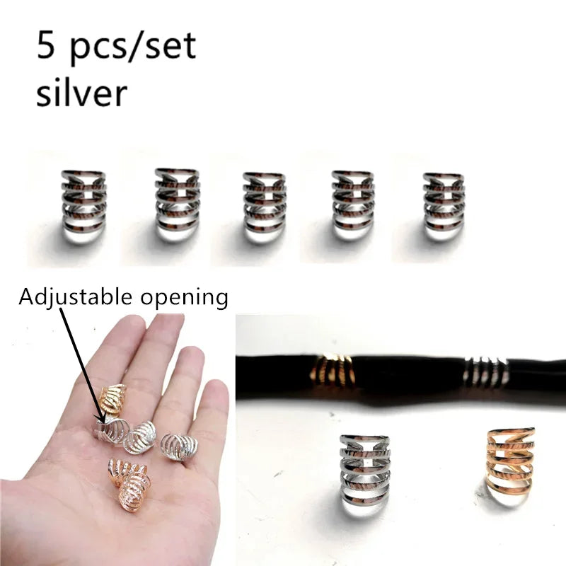 5-8 Pcs Metal Hair Braiding Rings African Cuffs Tubes Charms Dreadlock Beads Hair Braids Jewelry Braider Decorations Accessories Quake 5pcs 6