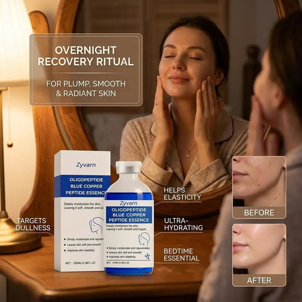 Zyvarn Blue Copper Peptide Facial Essence Deeply Moisturizing Serum for Smooth Skin,Skin Elasticity Care Leaving Skin Soft Quake