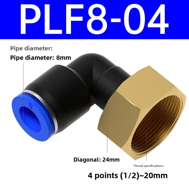 1pcs PLF Pneumatic Fittings Female Thread 1/8 1/4 3/8 1/2 Hose OD 4/6/8/10/12mm Air Elbow Connector Tube Push In Fittings Quake PLF8-04 1 Pcs