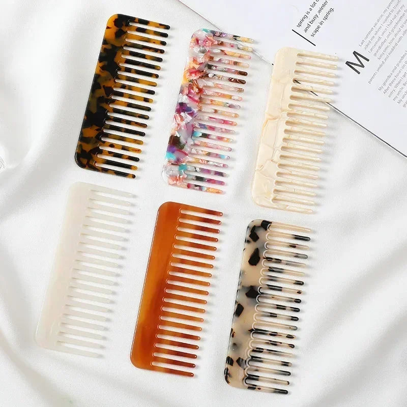 Wide Teeth Acetate Hair Combs Anti-static Massage Hair Brush Hairdressing Colorful Hairdress Salon Styling Traveling Accessories Quake