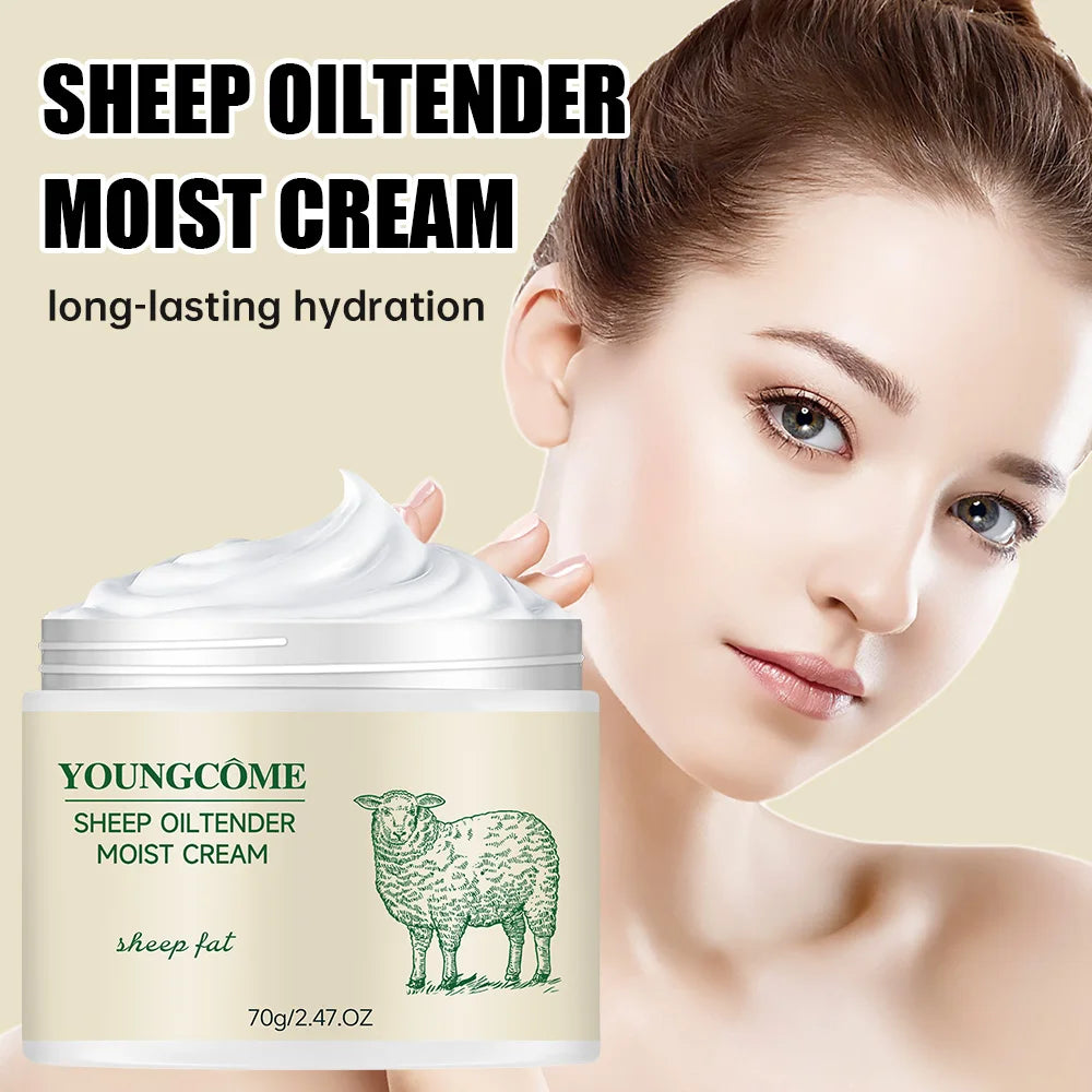Sheep Oil Delicate Moisturizing Cream,Anti-Aging brightens skin tone, tightens skin, moisturizes skin, and reduces dullness Quake