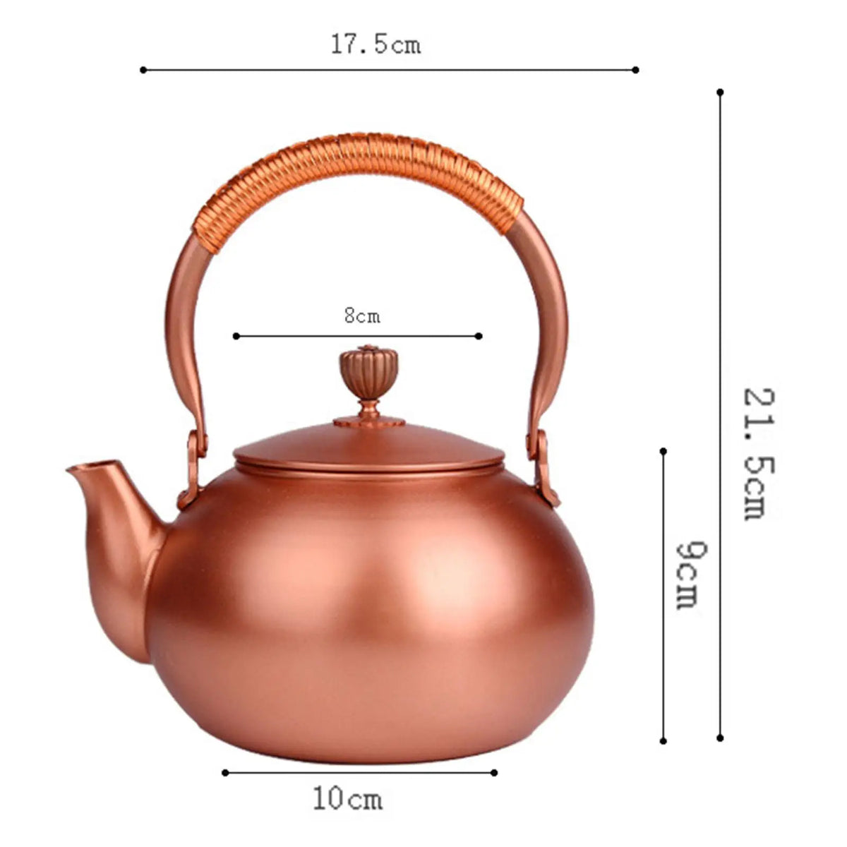 Copper Pot with Insulated Handle Stove Top Water Kettle 1.2L Quake