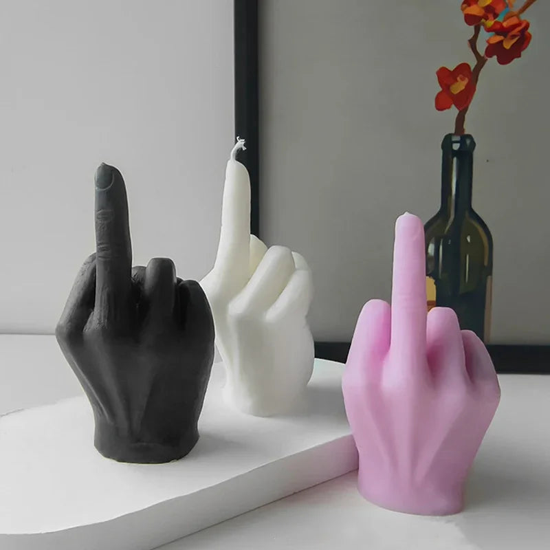 1pc Universal Creative Candles Middle Finger Shaped Gesture Scented Candles Durable Funny Quirky Gifts Home Decoration Ornaments Quake