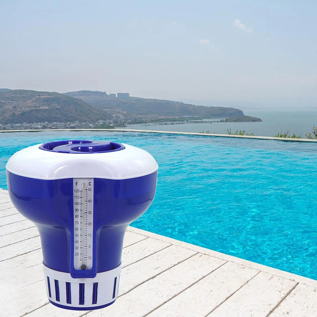 Pool Chlorine Floater Swimming Pool Floating Supplies Pool Clarifiers with Thermometer for Chlorine Hot Spring Pools Quake