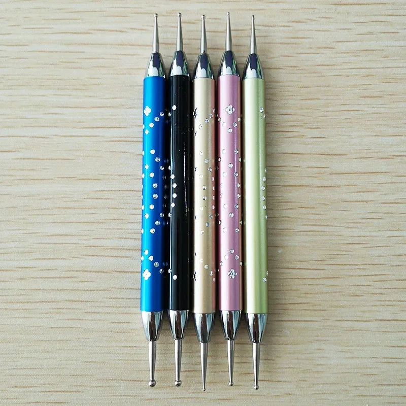 3/5pcs Professional Double-Head Nail Dotting Pen Plastic Swirl Marbleizing Steel Dotting Rhinestones Manicure Tools Supplies Quake 5Pcs