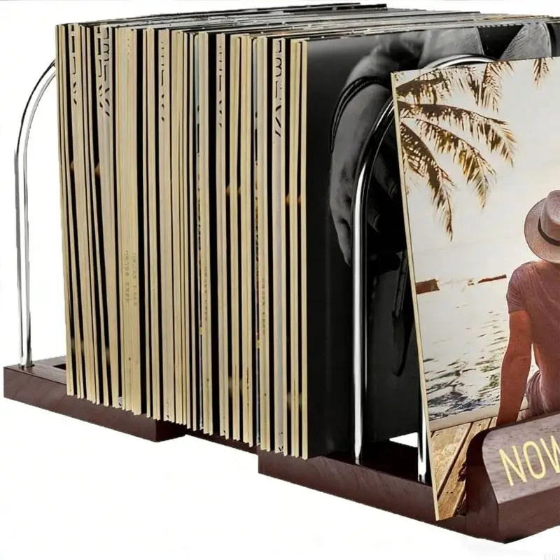 Sophisticated Album Holder With metal Finishes Stores 50 Records Vertically To Avoid Warping K1KF Quake