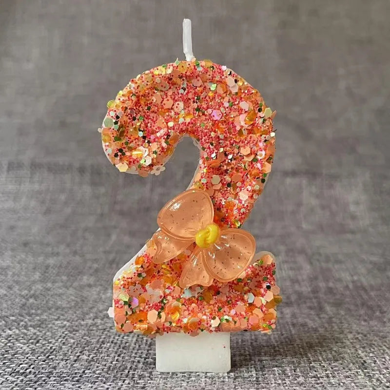 Birthday Candle Bow Orange Creative Ceremony Surprise Digital Decoration Candle Flower Style Quake