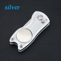 7Colors Solid Switchblade Stainless Steel Pitch Groove Cleaner Golf Pitchfork Putting Green Fork Divot Repair Tool Quake silver