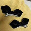 2pcs Velvet Bow Hair Clips Princess Sweet Bangs Side Hairpin Korean Fashion Duckclip Women Girls Hair Style Headwear Accessories Quake black