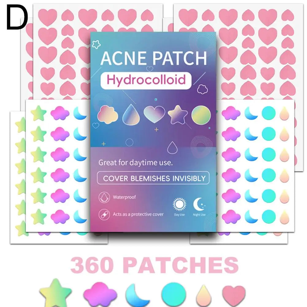 Cute Colorful Stars Pimple Patches Acne Patch For Zits And Blemishes, Invisible Spot Stickers For Face And Skin Protection Tool Quake D-360pcs