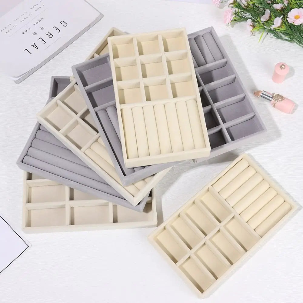 Organizer Box Stackable Velvet Jewelry Storage Box Velvet Showcase Drawer Bracelet Earring Organizers Ring Bracelet Quake