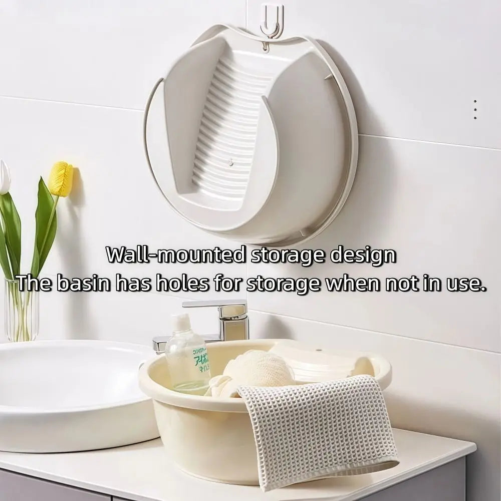 2IN1 Washboard Basin Thickened Plastic Underwear Cleaning Basin Convenient Non-Slip Laundry Tub For Hand Washing Clothes Quake