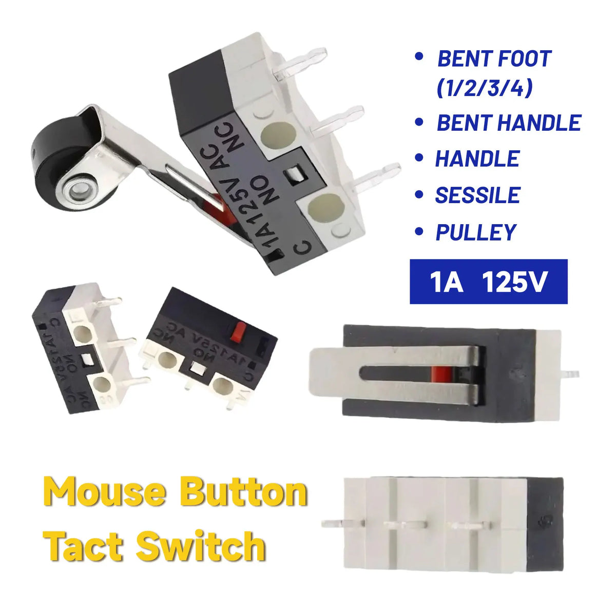 20/100/1000Pcs Micro Limit Switch Momentary Push Button Switch 1A 125V 3Pins SPDT Mouse Switch Quake