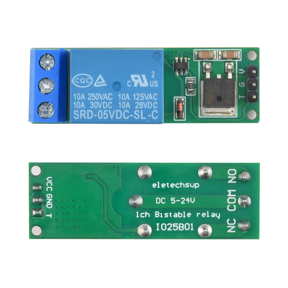 DC 6-24V Flip-Flop Latch Relay Module 1 Way Bistable Self-locking Relay Switch For Smart Home LED Car Low Pulse Trigger Board Quake Default Title