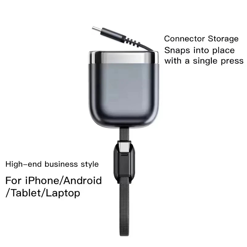 240W PD Retractable USB C Cable Single Core Fast Charging Cord Portable Tangle-Free Travel Business Office Safe Stable Charging Quake