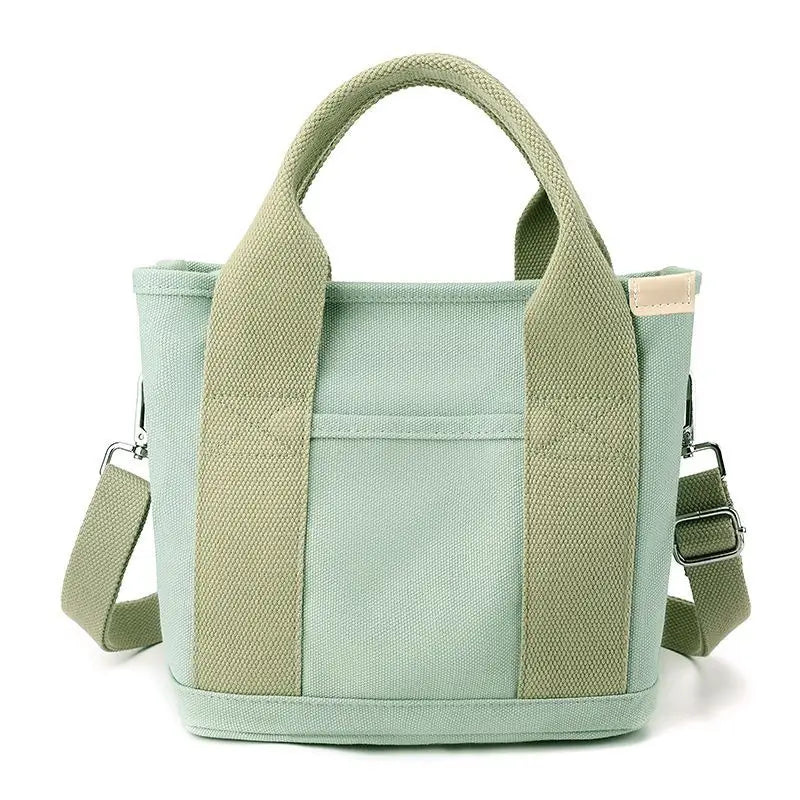 Women Versatile Canvas Tote Bag Large Capacity Single Shoulder Handbag Eco Friendly Reusable Casual Daily Shopping Pouch Quake green