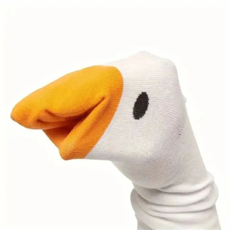 1 pair Fun Goose Duck Printed Fashion Women's Cartoon Animal Winter Warm Mid Tube Cotton Socks Sports Creative Leisure Quake