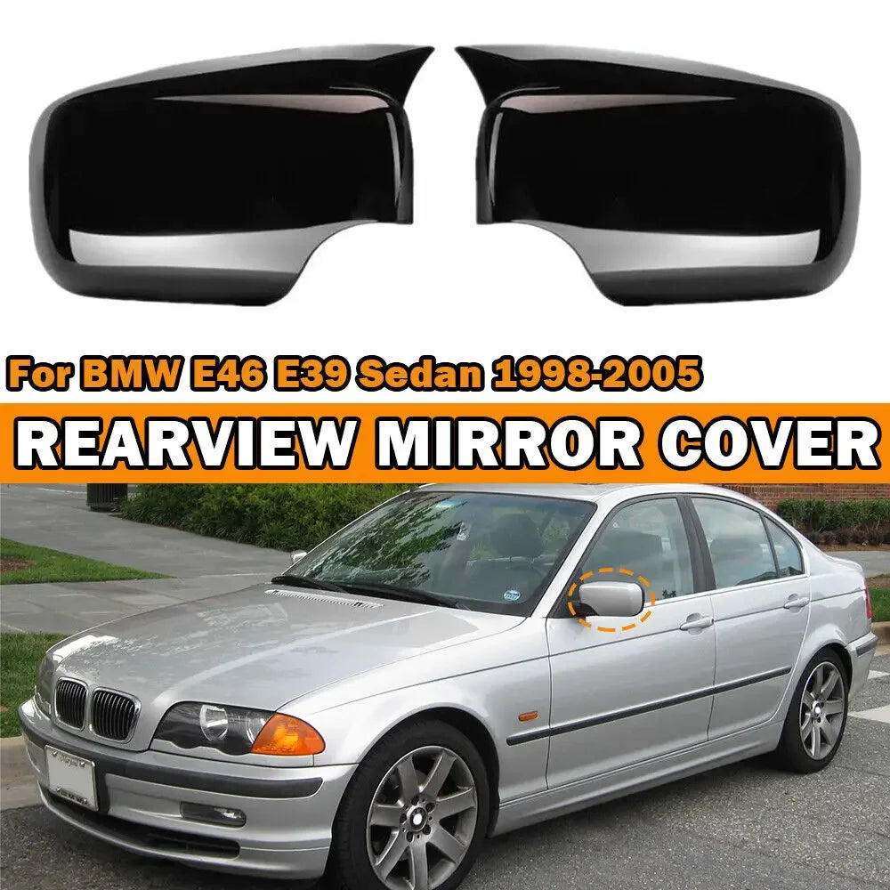 For BMW 3 Series E46 1998-2005 E39 1996-2003 LHD Car Sticker Rearview Side Mirror Cover Wing Cap Exterior Rear View Case Trim Quake