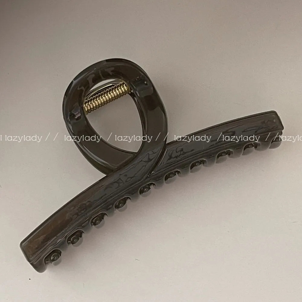 Vintage Shark Clip Elegant French Disc Hairpin Grab Clip Large Girls Women Headwear Hair Styling Tools Accessories Quake 5 dark gray
