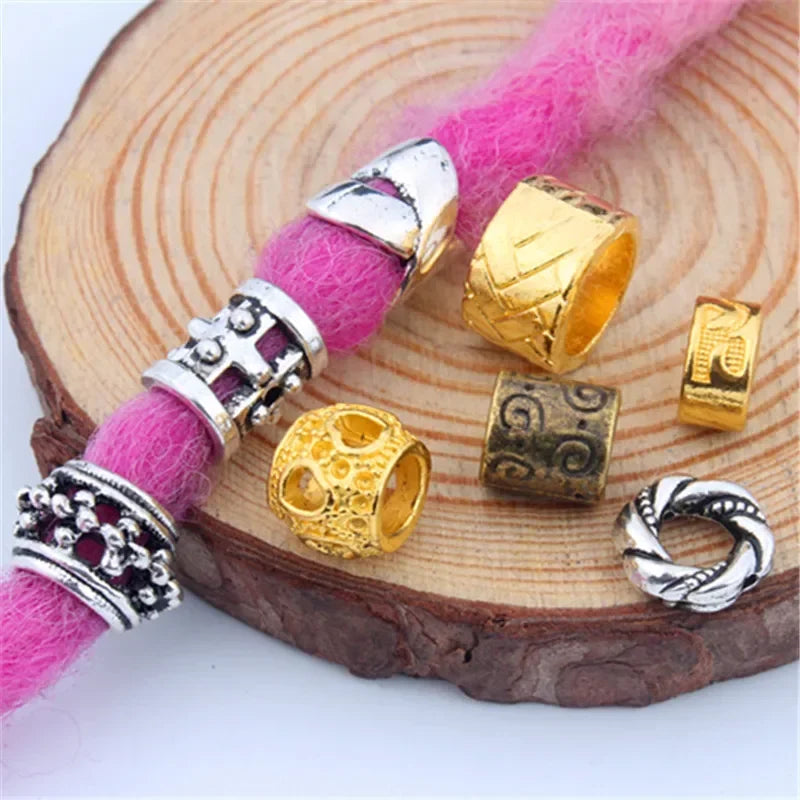 African Braiding Hair Rings Vintage Spiral Braids Hair Styling Tools Accessories Silver Gold Beads for Hair Braids Dreadlock Quake