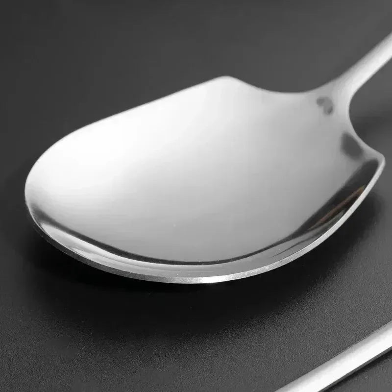 4/1Pcs Large Stainless Steel Spoon Long Handle Soup Spoons Round Scoops for Dinner Dessert Hot Pot Colander Kitchen Tableware Quake