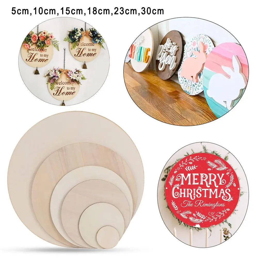 3/5/10pcs Unfinished Wood Pieces Wood Circles Blank Plaque for DIY Craft Pyrography Projects Games Scrapbooking Building Model Quake