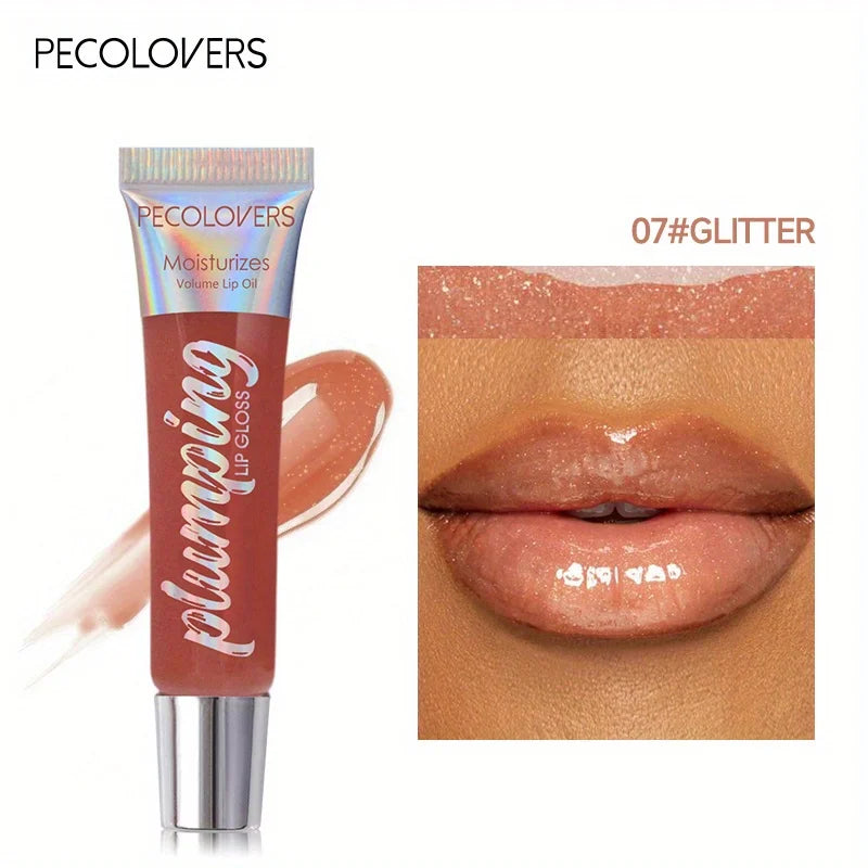 Shimmer Lip Oil Tinted For Fuller Lip Effect, Collagen Lip Gloss, Moisturizing Lip Care Extreme Volume Lip Essence Lips Enhancer Quake 07