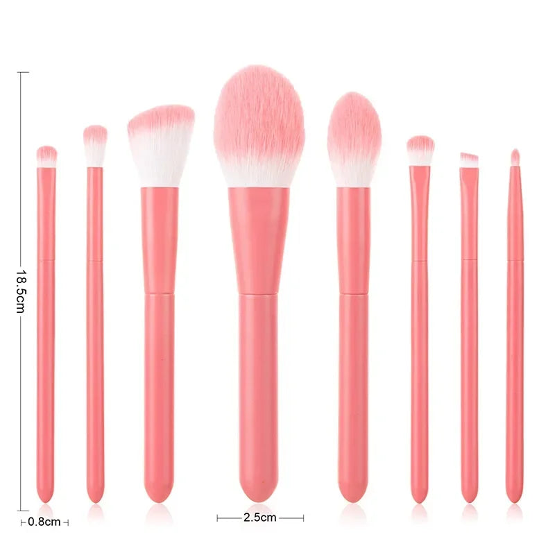 8PCS Portable Makeup Brushes Set Face Eye Lip Eye Shadow Eyebrow Comb Eyelash Spoolies Foundation Powder Brush Tools Cosmetic Quake