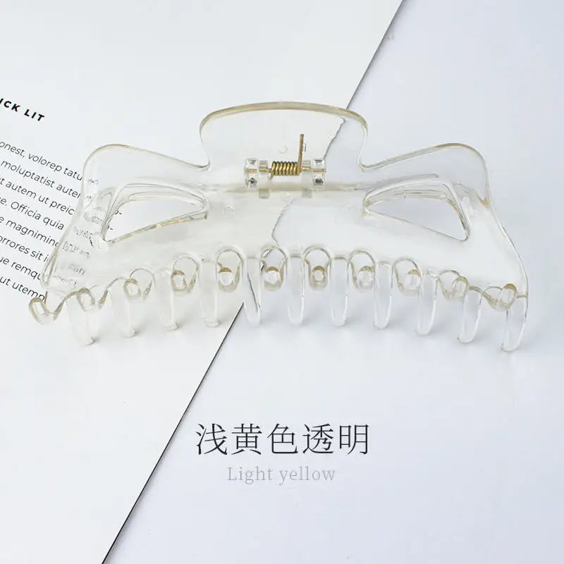 Korean Bow Hairpin, Female Disc Hair Grab Bath Large Shark Clip. Girls Women Headwear Hair Styling Tools Accessories Quake transparent yellow