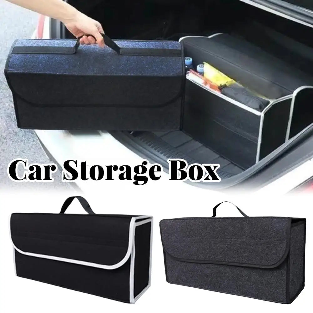 Dark Gray Car Felt Storage Box Enlarged Thickened Soft Felt Design Universal Foldable High Quality Trunk Organizer Quake