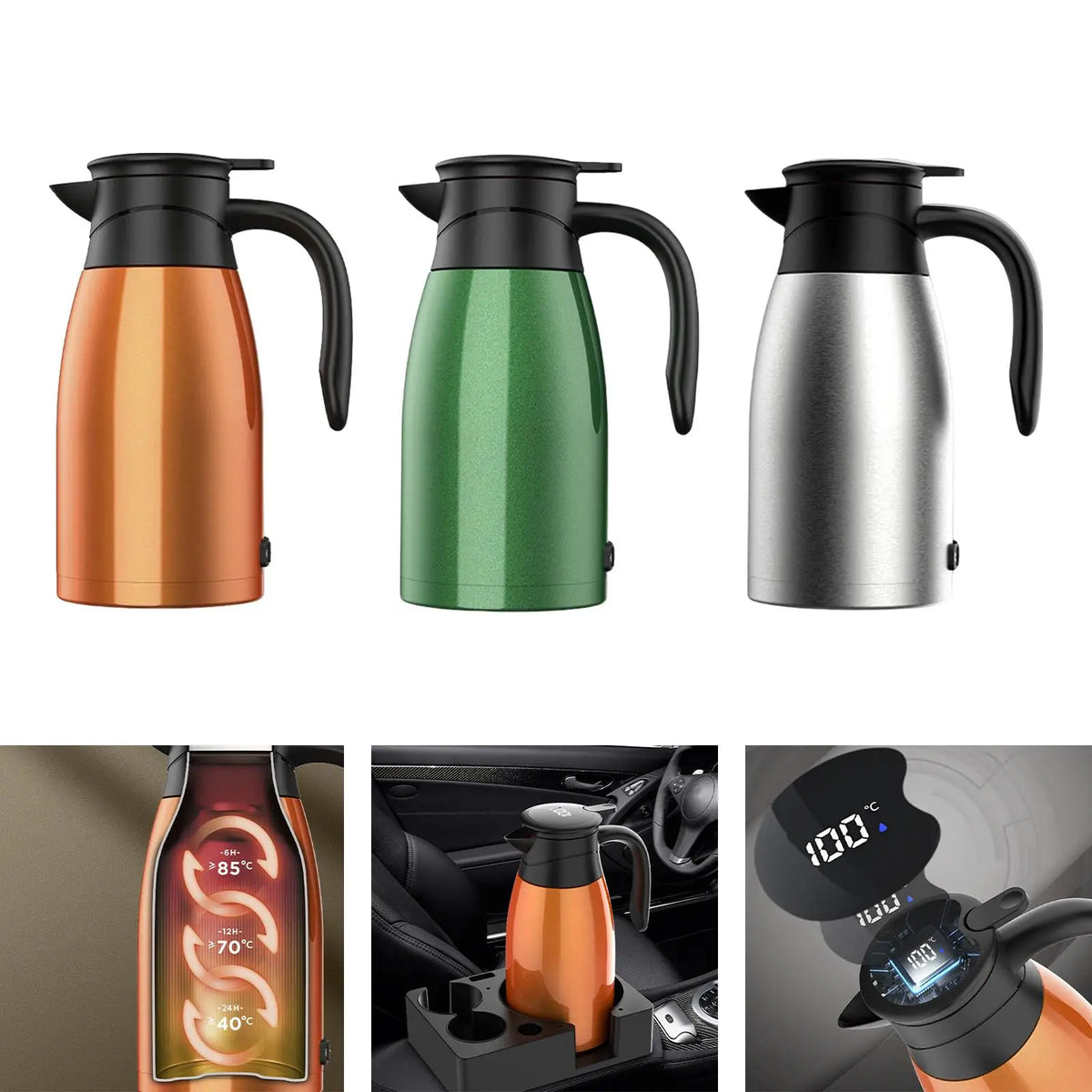 12V Car Kettle Boiler Hot Water Kettle Heated Water Boiler for Camping Quake