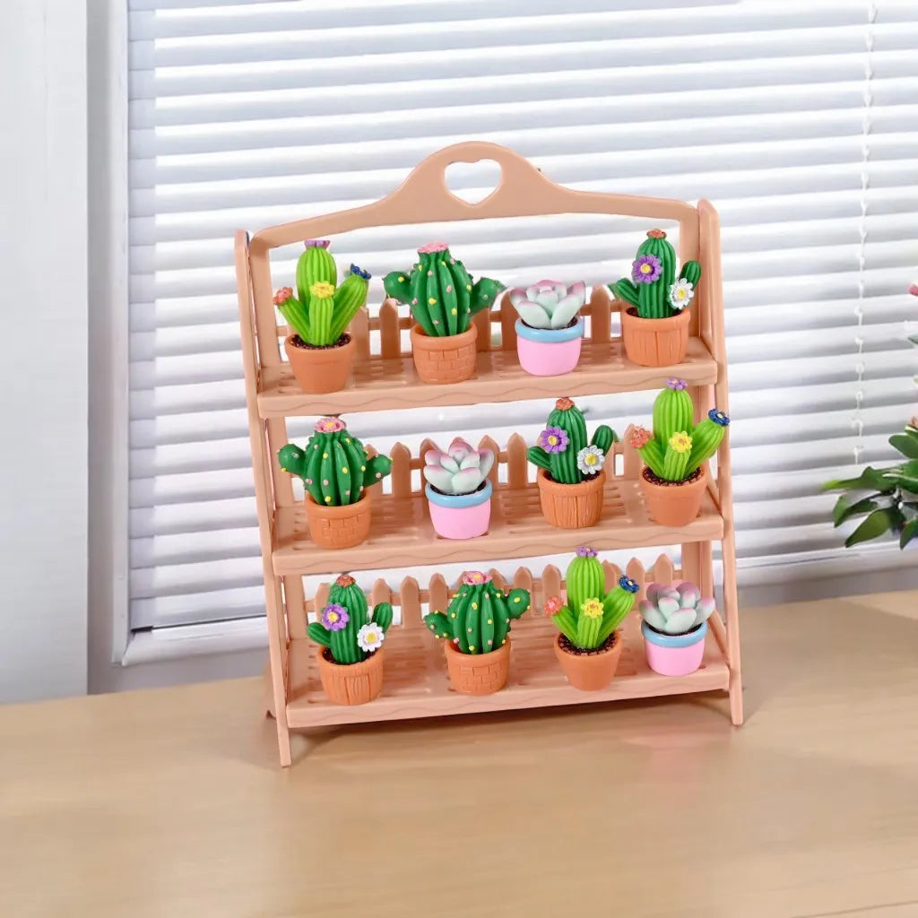 20Pcs Resin Cabochon Plants Potted Cactus Miniature Figurines DIY Dollhouse Desk Home Decoration Fairy Garden Decor Craft Quake