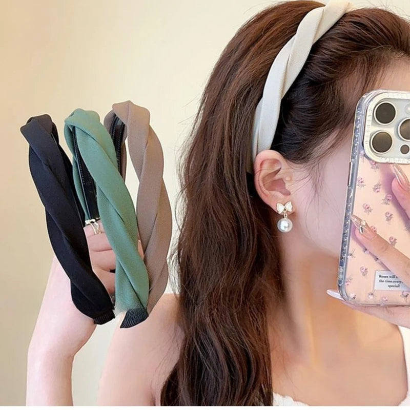Solid Fabric Wrap Headband for Women Girls Sweet Elegant Headband Simple Hair Hoop Head Band Hair Ornament Fashion Accessories Quake